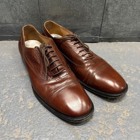 MAISON MARGIELA dark brown leather captoe oxford shoes